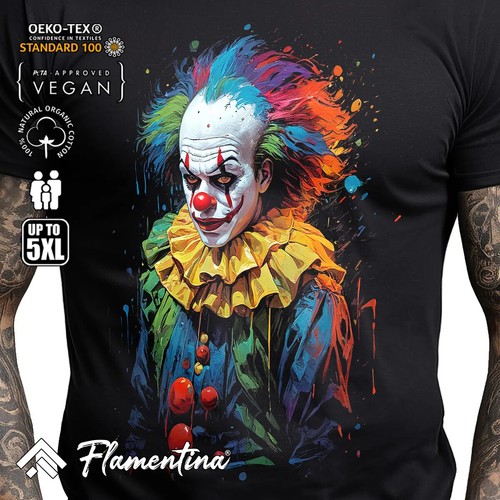 Colourful clown mens tshirt - clown,